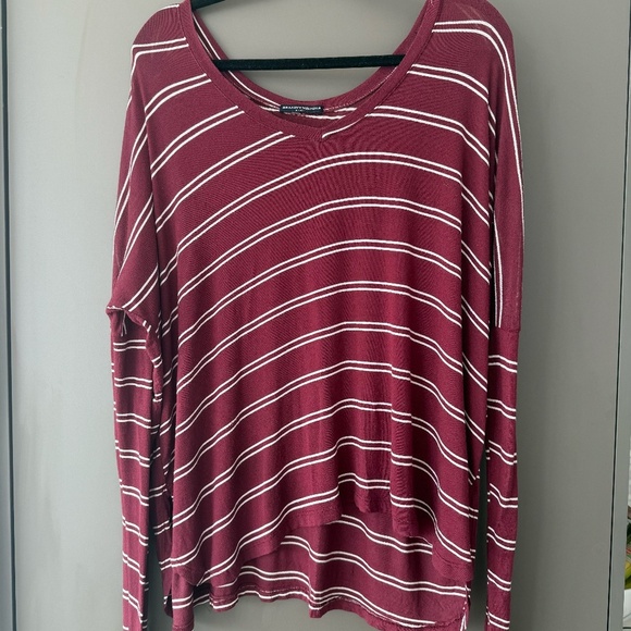 Brandy Melville Red and White Striped Long Sleeve Top - Picture 2 of 5